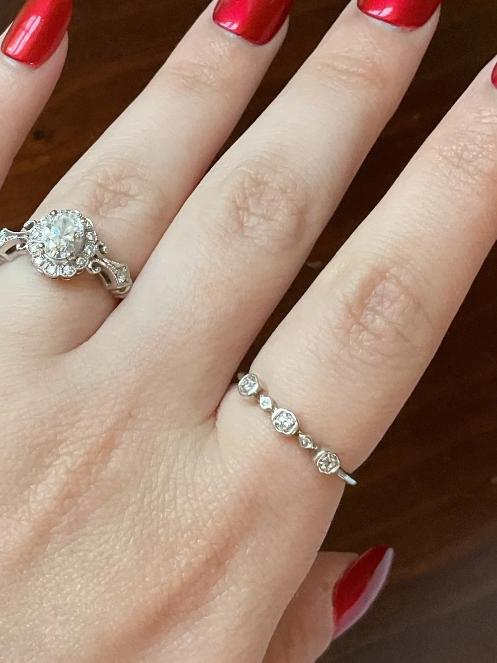 Kendra Scott Sterling Davie Silver Trio Band White Topaz Size 8